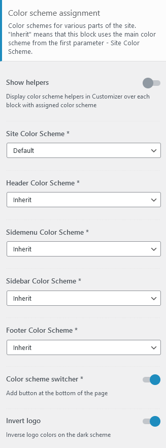 Color schemes settings, part 2