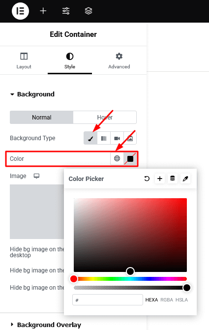 How to set a background color for a container