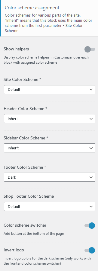 Color schemes settings, part 2