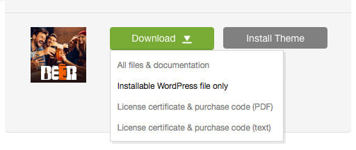 'Downloads' tab in your ThemeForest account