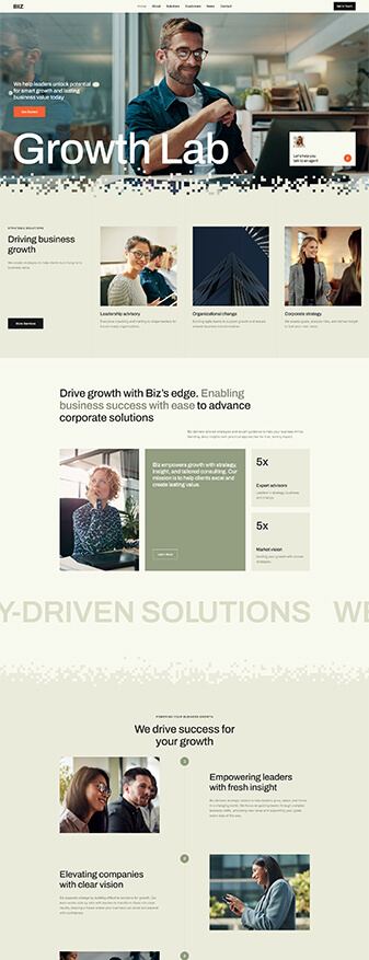 The front-end view of the 'Business Agency' skin, the main homepage