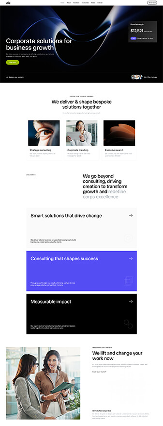 The main homepage of the 'Corporate' skin