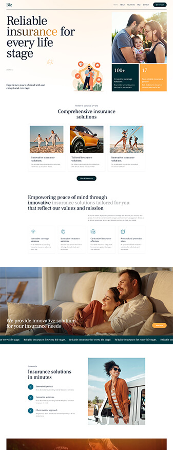 The main homepage of the 'Insurance' skin