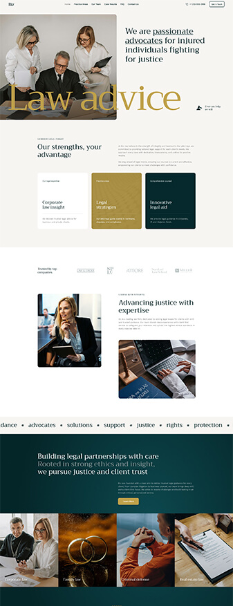 The main homepage of the 'Law Firm' skin