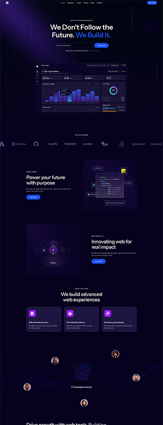 The front-end view of the 'Technology' skin, the main homepage