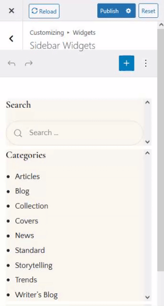Opening blocks' settings using New Block Widgets Editor