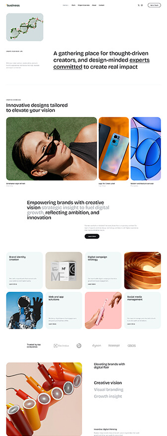 The front-end view of the 'Creative Agency' skin, the main homepage