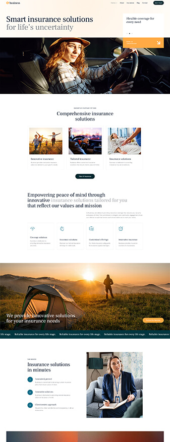 The main homepage of the 'Insurance' skin