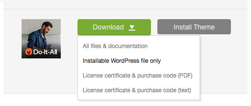 'Downloads' tab in your ThemeForest account