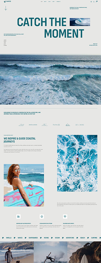 The main homepage of the 'Surfing' skin