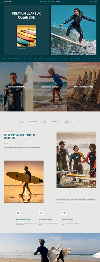 The main homepage of the 'Surfing' skin