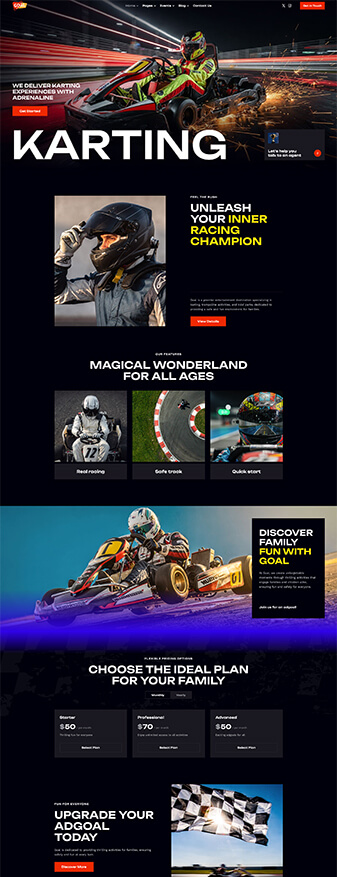 The main homepage of the 'Adventure' skin