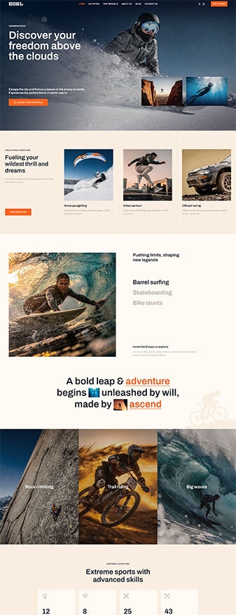 This is what the 'Extreme Sports' skin looks like, its main homepage