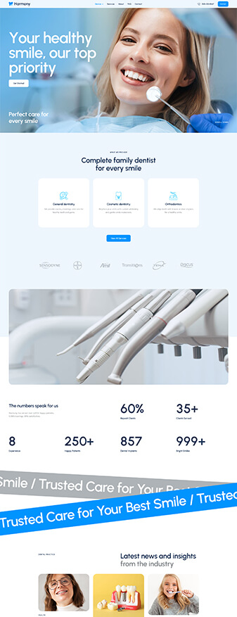 The main homepage of the 'Dentist' skin