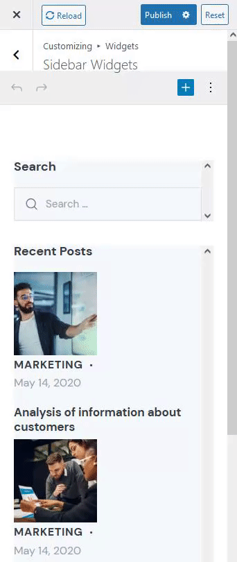 Opening blocks’ settings using New Block Widgets Editor