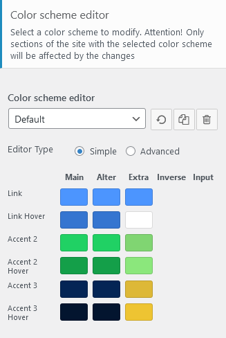 Color schemes settings, part 2