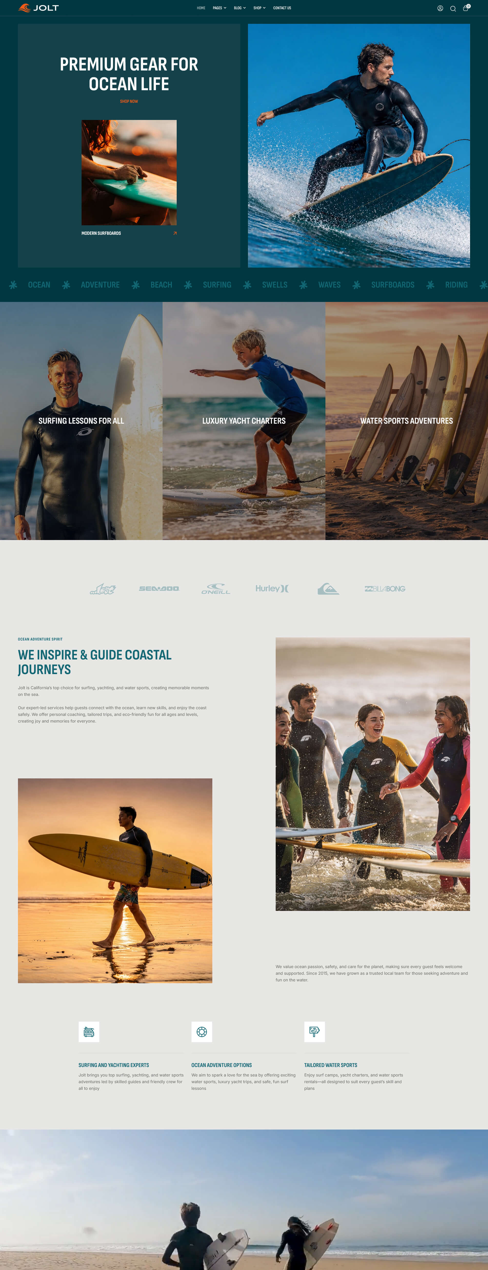 The main homepage of the 'Surfing' skin