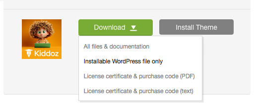 'Downloads' tab in your ThemeForest account