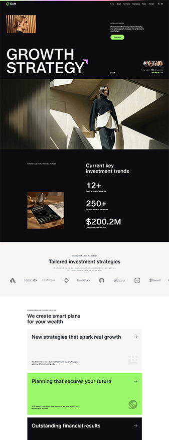 The main homepage of the 'Business Growth' skin