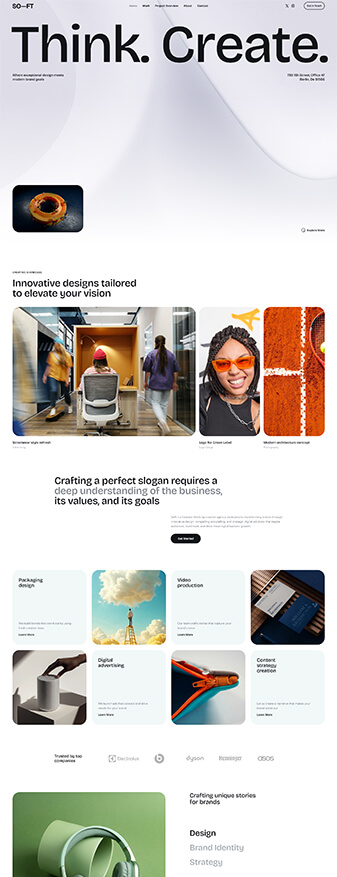 The front-end view of the 'Creative Agency' skin, the main homepage