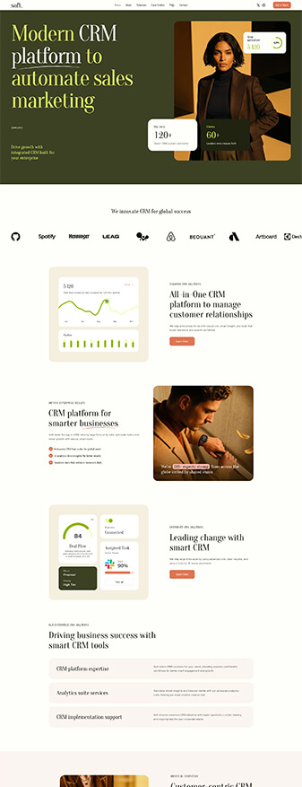 The main homepage of the 'CRM' skin