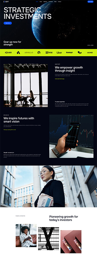 The front-end view of the 'Investment Firm' skin, the main homepage