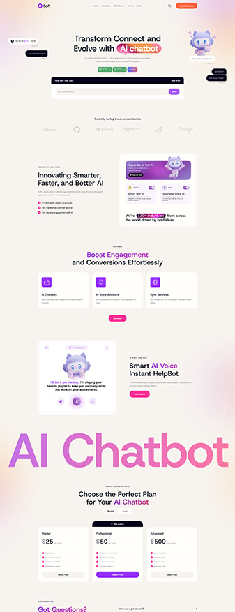 The front-end view of the 'AI Chatbot' skin, the main homepage