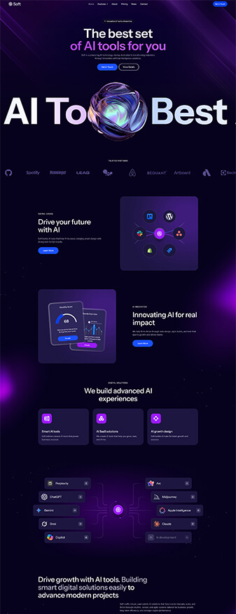 The front-end view of the 'AI Growth' skin, the main homepage