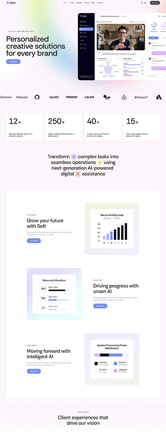The main homepage of the 'AI Solutions' skin