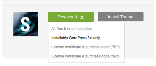 'Downloads' tab in your ThemeForest account