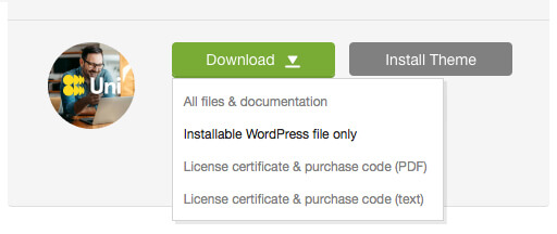 'Downloads' tab in your ThemeForest account