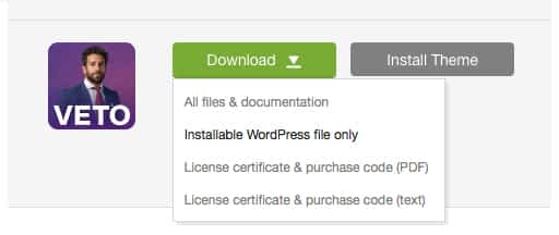 'Downloads' tab in your ThemeForest account